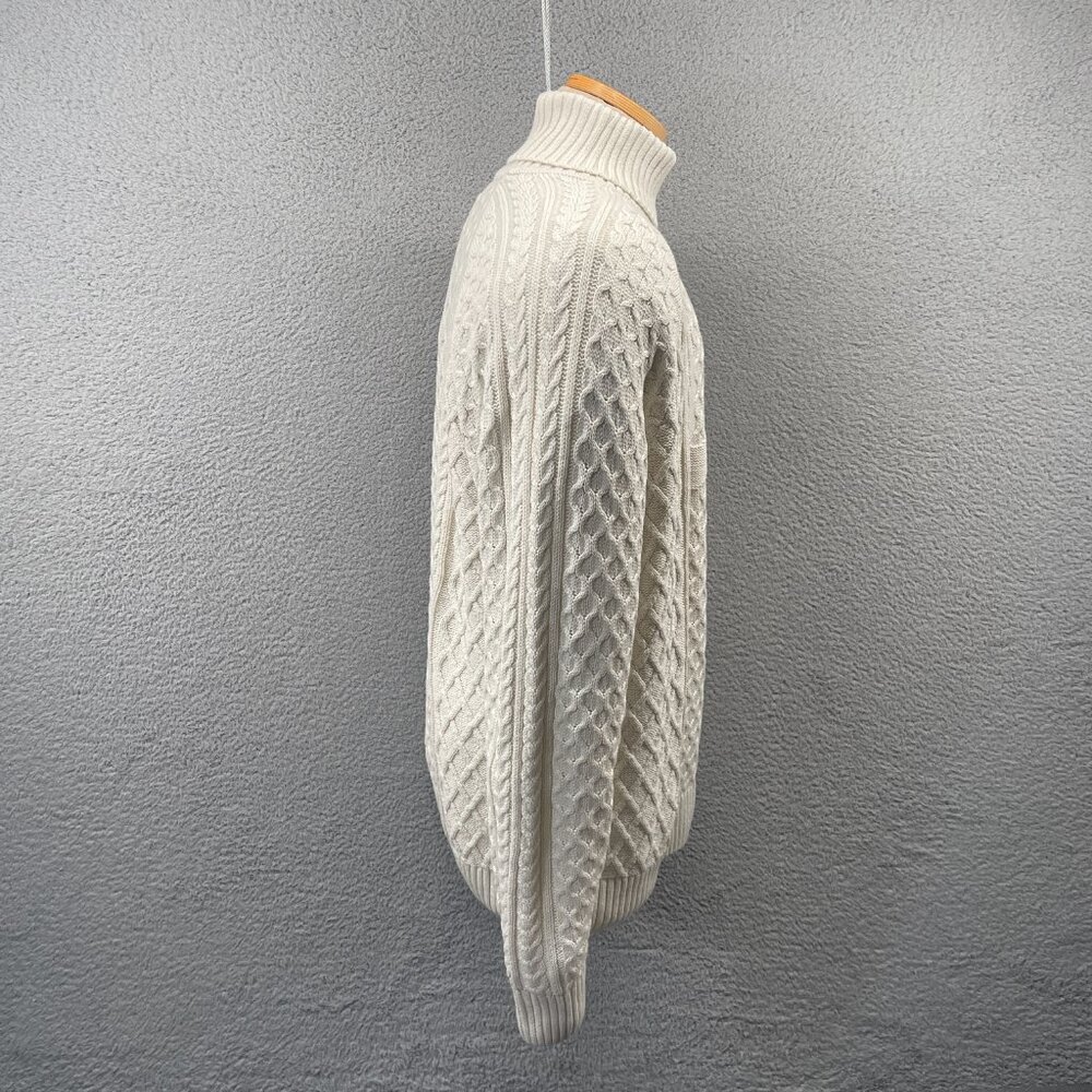 NWT Nike Life Mens Cable Knit Turtleneck Sweater Off White Chunky Relaxed Large - Picture 4 of 11